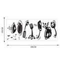Cartoon kitchen wall sticker set with spoon and fork, size 25x58cm black decals - 25*58CM
