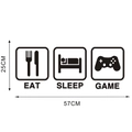 Detail der Eat Sleep Game Wandsticker mit Symbolen und Maßangaben von 57cm x 25cm - 25*57CM / Schwarz