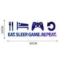 Detail muursticker Eat Sleep Game Repeat met blauwe nevel patroon 60x20cm - 20x60cm