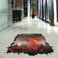Macro view of 3D floor sticker showing realistic lava eruption and cracked stone texture - KSW5-50x70CM