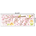 Detail view showing bird and cherry blossom branch wall stickers with 90x30cm dimensions - Left Facing Style