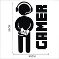 Detail van Gamer muursticker met afmetingen 58x40cm en joystick silhouet ontwerp - 40*58CM Zwart