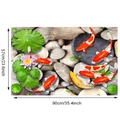 Sticker sol bassin carpes koi 3D dimensions 90cm x 57cm pour décoration intérieure - Jeu de Carpes Koi (KS6665-6)