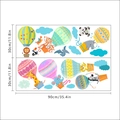 Cartoon animal hot air balloon wall stickers featuring lion and elephant for nursery room décor - Hot Air Balloon Animal Pattern Style