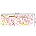 Detail of magpie and cherry blossom wall sticker with dimensions 90x30 cm for room decor - Right Facing Style