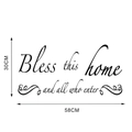 Dettaglio dell'adesivo murale Bless This Home in vinile nero da 58 cm per 30 cm - 30*58cm