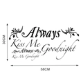 Detail of Always Kiss Me Goodnight wall sticker with dimensions 58cm by 30cm - Standard Spec