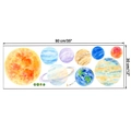Solar system planets wall stickers 90x30cm watercolor style for kids room wall decor - Watercolor Planets Pattern