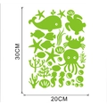 Pegatinas de pared de animales marinos verde luminoso con ballena y tortuga, 30x20cm - 20*30cm