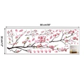 Detailed size specifications for pink plum blossom wall sticker measuring 90cm by 30cm - Right Facing Style / 30*90cm