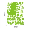 Luminous green dinosaur wall stickers set with stars and Rawr Be Brave text detail - Dinosaur Theme Luminous Set / 20x30cm