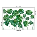Layoutdetails van tropische monstera-muurstickers met nauwkeurige afmetingen voor kamers - Groene Monstera Blad Stijl (KSR-23) / Standaard Verpakking