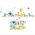 Cartoon animal wall stickers for kids room featuring giraffe elephant and zebra 200x70cm - 30*90CMx2