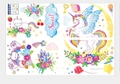 Platte weergave van cartoon eenhoorn en maankat stickers in pastelkleuren voor kinderen - 30x45cm (4 Vellen)