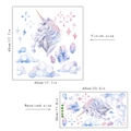Detailed size chart for blue unicorn and cloud watercolor wall stickers in two layouts - 30*60cm