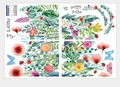 Detailed view of watercolor flower and butterfly wall stickers with My Heart is With You text - 30x45cmx4