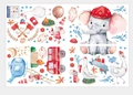 Detalle de pegatinas de pared de animales bomberos en acuarela para habitación infantil - 30*45CMX4 Hojas Embolsadas