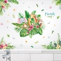 Nordic wall decal with tropical jungle animals and palm leaves for nursery decoration - Green Plants Animal (HT-94018)
