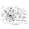 Détail du sticker mural pissenlit en notes de musique avec dimensions 40cm et 57cm - 40*57cm / Noir