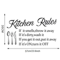 Kitchen Rules wall decal with utensils icon, size 57x35cm for dining room decor - 35*57CM