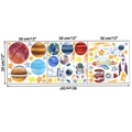 Solar system wall stickers set with astronauts and planets in 90cm wide layout - Watercolor Space Theme (KSY-21)