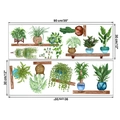 Detalle de vinilos decorativos de plantas verdes nórdicas en acuarela sobre hojas PVC - Juego de 2 Hojas de 30*90CM