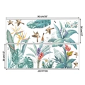 Detailed dimensions of tropical green leaves and birds wall stickers, 90x30 cm per sheet - 30*90CM x 2 Sheets Set