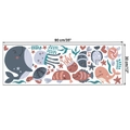 Flat lay of ocean theme wall stickers featuring cartoon whales and turtles in Morandi colors - 30x90cm Bagged Packaging