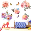 Adesivi murali con peonie e farfalle per soggiorno e decorazione cameretta dei bambini - Stile Farfalla Peonia (KSR-35)