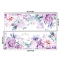 Detaillierte Maße für Blumenwandsticker mit zwei lila Blumenbögen von 90x30cm Größe - 30*90CM x 2 Blatt Set