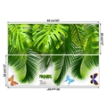 Detail von tropischen Monstera Blättern und bunten 3D Schmetterling Wandaufklebern - Kleine Größe