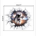 3D spaceman wall sticker showing 50x40 cm dimensions with a broken wall cosmic star design - Style G (40*50CM)