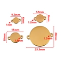 Gold stainless steel double-hole round pendant connectors in sizes 9.7mm to 25.5mm - 6mm / Gold
