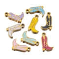 Bunte Emaillierte Cowboy-Stiefel Anhänger aus Edelstahl für DIY Schmuckherstellung - Stiefel-Stil / 11mm, 5 Stück/Packung / Gold