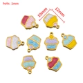 Set of 8 colorful enamel cupcake charms made of stainless steel for DIY jewelry making - 10 Pieces Pack / Red & Blue