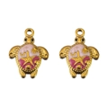 Golden stainless steel sea turtle pendant with pink enamel star and shell detail - Pink Turtle