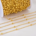 Rolle mit 18 Karat vergoldeter Kupferperlenkette für DIY-Halsketten und Schmuckzubehör - Gold Kugel / 1 Meter/Packung
