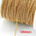 10-meter spool of gold-plated stainless steel cross chain for DIY jewelry making - 1.2mm / Gold