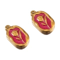 Ciondoli a tulipano ovale dorati con smalto rosso rosa per creazione di gioielli - Ciondolo Rosa / Oro / Rosso