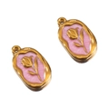 Ciondolo tulipano smaltato rosa con finitura dorata per collane e bracciali fai-da-te - Ciondolo Rosa / Oro / Rosa