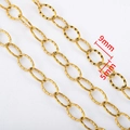 Chaîne à maillons ovales en acier inoxydable doré texturé 9x5mm pour bijoux DIY - 1m/Paquet / Style Ovale Gaufré Facetté Or