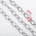 Maillons ovales en acier argenté de 9mm avec finition martelée pour bijoux DIY - 1m/Paquet / Style Ovale Gaufré Facetté Argent