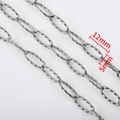 Chaîne en acier inoxydable argenté avec texture martelée, accessoire bijoux DIY 12mm x 5mm - 1m/Paquet / Style Ovale Ondulé Rippled Argent