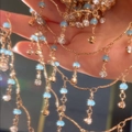Gouden DIY koperen ketting met kleurrijke kristallen kralen en blauwe franjes - 0.5m/Pak / Lichtblauw - KC Gouden Ketting