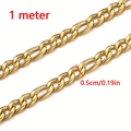 Polished 1 meter golden Figaro chain link necklace with 0.5cm width in hip-hop style - 3:1 Polished Figaro Chain / 4mm Width (1 Meter/Pack)