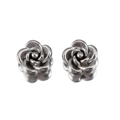 Camellia-Ohrstecker aus 304 Edelstahl im Vintage-Stil mit antikem Silber-Finish für Damen - 5mm / 1 Stück / Stahlfarben