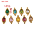 Lot de 9 pendentifs gouttes en acier inoxydable et zircon pour bijoux, 6,5x12mm - Strass Larme à Double Boucle (Base Dorée) / 10 Pièces/Paquet (12x6.5mm) / Multicolore