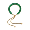 Adjustable gold bracelet with emerald green zircon stones and a slider bolo clasp - 1 Piece/Pack / Gold-Green