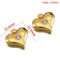 Pendentif cœur doré avec cristal soleil pour bijoux DIY en taille 13,5x12,5mm - Or