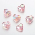 Perline di acrilico rosa a forma di cuore con rivestimento AB per gioielli fai-da-te - Confezione da 20 (1.9x1.6cm) / Rosa chiaro